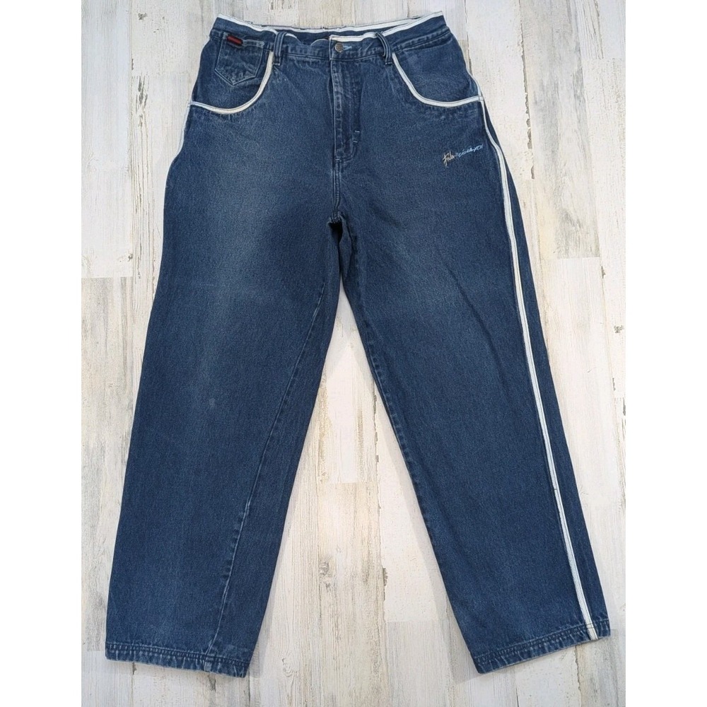 Vintage Y2K Fubu Jeans Mens Fits 34x31 Baggy Distressed Faded (Tag 38x34)